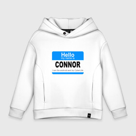 Детское худи Oversize хлопок с принтом RK 800 CONNOR в Новосибирске, френч-терри — 70% хлопок, 30% полиэстер. Мягкий теплый начес внутри —100% хлопок | боковые карманы, эластичные манжеты и нижняя кромка, капюшон на магнитной кнопке | connor | cyberlife | detroit become human | deviant | kara | markus | ps4 | rk800 |  detroit: become human | детроит | детроит: стать человеком | игры | кара | коннор | конор | кэра | маркус | пиратs | эксклюзив