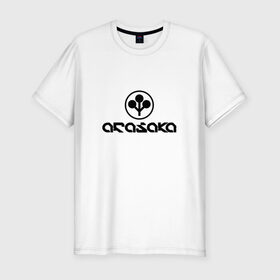 Мужская футболка премиум с принтом ARASAKA   CYBERPUNK 2077 в Новосибирске, 92% хлопок, 8% лайкра | приталенный силуэт, круглый вырез ворота, длина до линии бедра, короткий рукав | Тематика изображения на принте: 