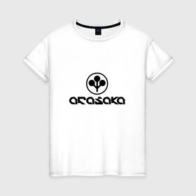 Женская футболка хлопок с принтом ARASAKA   CYBERPUNK 2077 в Новосибирске, 100% хлопок | прямой крой, круглый вырез горловины, длина до линии бедер, слегка спущенное плечо | Тематика изображения на принте: 