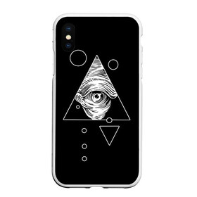 Чехол для iPhone XS Max матовый с принтом Всевидящее око в Новосибирске, Силикон | Область печати: задняя сторона чехла, без боковых панелей | Тематика изображения на принте: tattoo | в треугольнике | всевидящее око | всевидящий глаз | зрачок | пирамида | тату