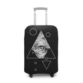 Чехол для чемодана 3D с принтом Всевидящее око в Новосибирске, 86% полиэфир, 14% спандекс | двустороннее нанесение принта, прорези для ручек и колес | tattoo | в треугольнике | всевидящее око | всевидящий глаз | зрачок | пирамида | тату
