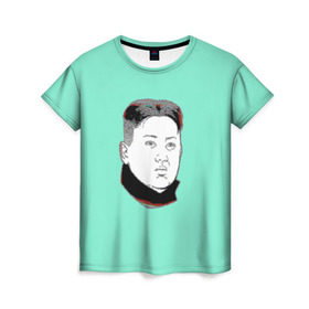 Женская футболка 3D с принтом Ким чен ын в Новосибирске, 100% полиэфир ( синтетическое хлопкоподобное полотно) | прямой крой, круглый вырез горловины, длина до линии бедер | 