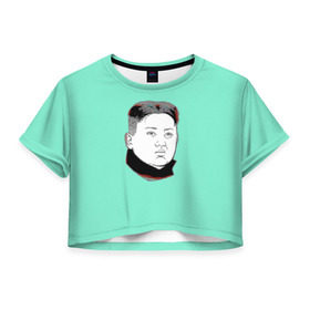 Женская футболка 3D укороченная с принтом Ким чен ын в Новосибирске, 100% полиэстер | круглая горловина, длина футболки до линии талии, рукава с отворотами | 