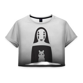 Женская футболка 3D укороченная с принтом Унесенные призраками в Новосибирске, 100% полиэстер | круглая горловина, длина футболки до линии талии, рукава с отворотами | spirited away | миядзаки | хаяо