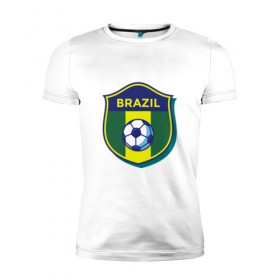 Мужская футболка премиум с принтом Бразилия в Новосибирске, 92% хлопок, 8% лайкра | приталенный силуэт, круглый вырез ворота, длина до линии бедра, короткий рукав | 