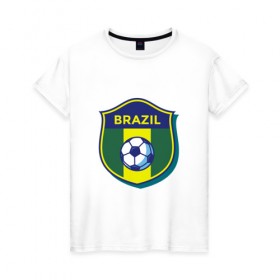 Женская футболка хлопок с принтом Бразилия в Новосибирске, 100% хлопок | прямой крой, круглый вырез горловины, длина до линии бедер, слегка спущенное плечо | 