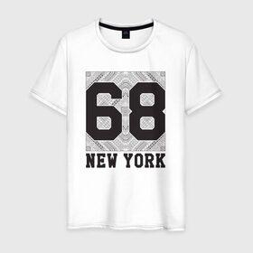 Мужская футболка хлопок с принтом New York 68 в Новосибирске, 100% хлопок | прямой крой, круглый вырез горловины, длина до линии бедер, слегка спущенное плечо. | Тематика изображения на принте: new york | города | нью йорк | стиль | фракталы