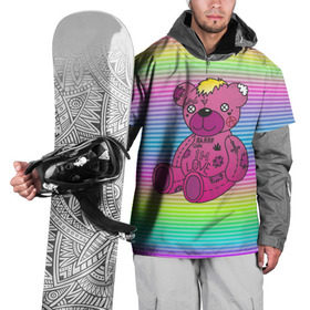 Накидка на куртку 3D с принтом Мишка Lil Peep в Новосибирске, 100% полиэстер |  | gbc | hip hop | lil peep | love | pink | rap | лил пип | лилпип | медведь | медвежонок | мишка | реп | розовый | рэп | тату | трэп | хип хоп | эмо