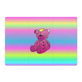 Магнитный плакат 3Х2 с принтом Мишка Lil Peep в Новосибирске, Полимерный материал с магнитным слоем | 6 деталей размером 9*9 см | gbc | hip hop | lil peep | love | pink | rap | лил пип | лилпип | медведь | медвежонок | мишка | реп | розовый | рэп | тату | трэп | хип хоп | эмо