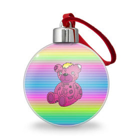 Ёлочный шар с принтом Мишка Lil Peep в Новосибирске, Пластик | Диаметр: 77 мм | gbc | hip hop | lil peep | love | pink | rap | лил пип | лилпип | медведь | медвежонок | мишка | реп | розовый | рэп | тату | трэп | хип хоп | эмо