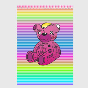 Скетчбук с принтом Мишка Lil Peep в Новосибирске, 100% бумага
 | 48 листов, плотность листов — 100 г/м2, плотность картонной обложки — 250 г/м2. Листы скреплены сверху удобной пружинной спиралью | gbc | hip hop | lil peep | love | pink | rap | лил пип | лилпип | медведь | медвежонок | мишка | реп | розовый | рэп | тату | трэп | хип хоп | эмо