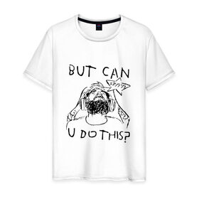 Мужская футболка хлопок с принтом BUT CAN U DO THIS? в Новосибирске, 100% хлопок | прямой крой, круглый вырез горловины, длина до линии бедер, слегка спущенное плечо. | bro army | felix kjellberg | pew die pie | pewdiepie | пьюдипай | феликс чельберг