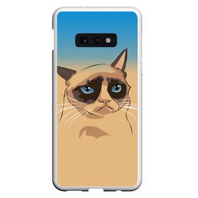 Чехол для Samsung S10E с принтом Grumpy cat ART в Новосибирске, Силикон | Область печати: задняя сторона чехла, без боковых панелей | cat | grumpy | грустный кот | киса | кот | котэ | котяра | кошка | мем | сердитый кот