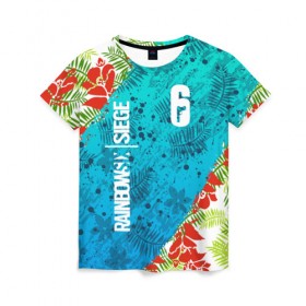 Женская футболка 3D с принтом R6S SUNSPLASH PREMIUM PACK в Новосибирске, 100% полиэфир ( синтетическое хлопкоподобное полотно) | прямой крой, круглый вырез горловины, длина до линии бедер | caveira | dokkaebi | ela | mute | outbreak | r6s | rainbow | rainbow six siege | sunsplash premium pack | tom clancys | радуга 6 осада | том клэнси