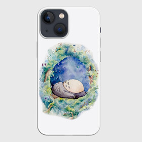 Чехол для iPhone 13 mini с принтом Тоторо спит в Новосибирске,  |  | Тематика изображения на принте: аниме | лесной дух | мой сосед тоторо | хаяо миядзаки
