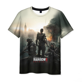 Мужская футболка 3D с принтом Rainbow Six в Новосибирске, 100% полиэфир | прямой крой, круглый вырез горловины, длина до линии бедер | pvp | воин | герой | огонь | оружия | призрак | снайпер | сражения | тактический | шутер