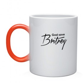 Кружка хамелеон с принтом God save Britney в Новосибирске, керамика | меняет цвет при нагревании, емкость 330 мл | Тематика изображения на принте: baby one more time | britney spears | oops | бритни спирс