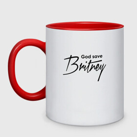 Кружка двухцветная с принтом God save Britney в Новосибирске, керамика | объем — 330 мл, диаметр — 80 мм. Цветная ручка и кайма сверху, в некоторых цветах — вся внутренняя часть | baby one more time | britney spears | oops | бритни спирс
