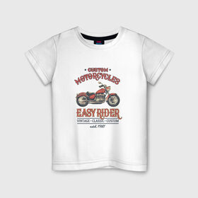 Детская футболка хлопок с принтом Мотоцикл в Новосибирске, 100% хлопок | круглый вырез горловины, полуприлегающий силуэт, длина до линии бедер | байк | байкер | классика | мотивация | мото | мотоцикл | надписи | надпись | ретро | с надписью | с надписями | цитата | цитаты