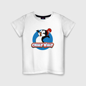 Детская футболка хлопок с принтом Чилли Вилли в Новосибирске, 100% хлопок | круглый вырез горловины, полуприлегающий силуэт, длина до линии бедер | chili vili | chilli willi | chilly willy | пингвин | пингвиненок | чили вили | чилли вилли