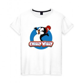Женская футболка хлопок с принтом Чилли Вилли в Новосибирске, 100% хлопок | прямой крой, круглый вырез горловины, длина до линии бедер, слегка спущенное плечо | chili vili | chilli willi | chilly willy | пингвин | пингвиненок | чили вили | чилли вилли