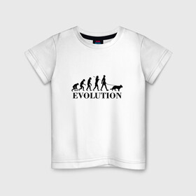 Детская футболка хлопок с принтом Evolution в Новосибирске, 100% хлопок | круглый вырез горловины, полуприлегающий силуэт, длина до линии бедер | Тематика изображения на принте: dog | друг человека | кинолог | люблю собак | овчарка | пес | собака | собачник | щенок | эволюция