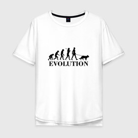 Мужская футболка хлопок Oversize с принтом Evolution в Новосибирске, 100% хлопок | свободный крой, круглый ворот, “спинка” длиннее передней части | dog | друг человека | кинолог | люблю собак | овчарка | пес | собака | собачник | щенок | эволюция