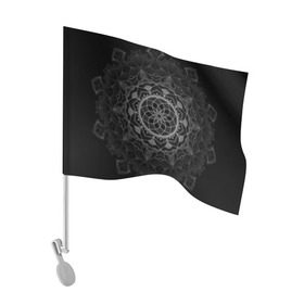 Флаг для автомобиля с принтом Мандала в Новосибирске, 100% полиэстер | Размер: 30*21 см | black | circle | draw | flower | ink | mandala | ornament | pattern | абстракт | геометрия | жизнь | круг | круговой | орнамент | паттерн | симметрия | узоры | цветок | чернила