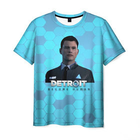 Мужская футболка 3D с принтом Detroit: Become Human в Новосибирске, 100% полиэфир | прямой крой, круглый вырез горловины, длина до линии бедер | android | connor | dbh | detroit | detroit become human | deviant | game | gamer | андроид | девиант | детройт | игра | коннор