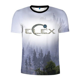 Мужская футболка 3D спортивная с принтом Elex в Новосибирске, 100% полиэстер с улучшенными характеристиками | приталенный силуэт, круглая горловина, широкие плечи, сужается к линии бедра | 