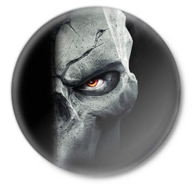 Значок с принтом Darksiders II: Death Lives в Новосибирске,  металл | круглая форма, металлическая застежка в виде булавки | ад | апокалипсис | война | тьма