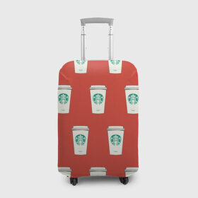 Чехол для чемодана 3D с принтом Старбакс попарт Томат в Новосибирске, 86% полиэфир, 14% спандекс | двустороннее нанесение принта, прорези для ручек и колес | pop art | starbucks | warhol | кофе | паттерн | поп арт | стакан | старбакс | узор | уорхол | хипстер | чашка