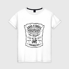 Женская футболка хлопок с принтом GunsN`Roses в Новосибирске, 100% хлопок | прямой крой, круглый вырез горловины, длина до линии бедер, слегка спущенное плечо | gansenroses | gunsnroses | rock | rockmusik | ганзенроуз | рок | рокмузыка