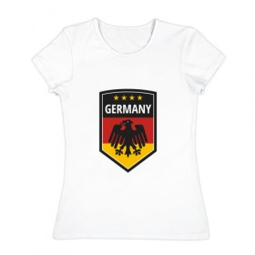 Женская футболка хлопок с принтом Germany в Новосибирске, 100% хлопок | прямой крой, круглый вырез горловины, длина до линии бедер, слегка спущенное плечо | 