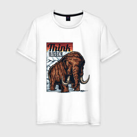 Мужская футболка хлопок с принтом Мамонт в Новосибирске, 100% хлопок | прямой крой, круглый вырез горловины, длина до линии бедер, слегка спущенное плечо. | животные | мамонт | мамонты | слон | слоны