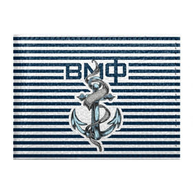 Обложка для студенческого билета с принтом Якорь ВМФ в Новосибирске, натуральная кожа | Размер: 11*8 см; Печать на всей внешней стороне | Тематика изображения на принте: военно морской флот | тельняшка | флот