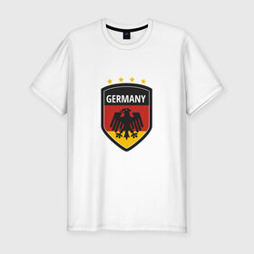 Мужская футболка премиум с принтом Germany в Новосибирске, 92% хлопок, 8% лайкра | приталенный силуэт, круглый вырез ворота, длина до линии бедра, короткий рукав | football | germany | sport | германия | мяч | нойер | орёл | сборная | спорт | флаг | футбол | чемпионат мира