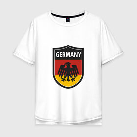 Мужская футболка хлопок Oversize с принтом Germany в Новосибирске, 100% хлопок | свободный крой, круглый ворот, “спинка” длиннее передней части | football | germany | sport | германия | мяч | нойер | орёл | сборная | спорт | флаг | футбол | чемпионат мира