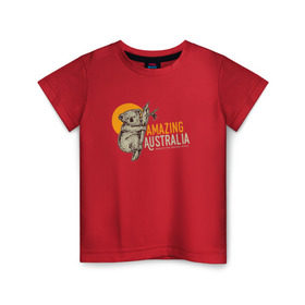 Детская футболка хлопок с принтом Коала в Новосибирске, 100% хлопок | круглый вырез горловины, полуприлегающий силуэт, длина до линии бедер | koala | австралия | животные | коала | коалы | милые | с коалой
