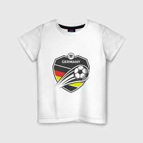 Детская футболка хлопок с принтом Germany в Новосибирске, 100% хлопок | круглый вырез горловины, полуприлегающий силуэт, длина до линии бедер | football | germany | sport | германия | мяч | нойер | орёл | сборная | спорт | флаг | футбол | чемпионат мира