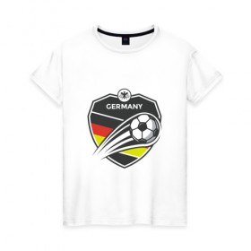 Женская футболка хлопок с принтом Germany в Новосибирске, 100% хлопок | прямой крой, круглый вырез горловины, длина до линии бедер, слегка спущенное плечо | football | germany | sport | германия | мяч | нойер | орёл | сборная | спорт | флаг | футбол | чемпионат мира