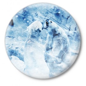Значок с принтом Белые медведи в Новосибирске,  металл | круглая форма, металлическая застежка в виде булавки | 