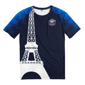 Мужская футболка 3D с принтом Сборная Франции форма (exc.) в Новосибирске, 100% полиэфир | прямой крой, круглый вырез горловины, длина до линии бедер | exclusive | france | сборная франции | форма | франция | футбол | чемпион | чемпионат мира | чм