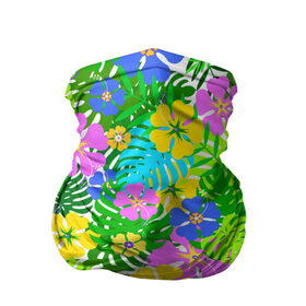 Бандана-труба 3D с принтом Летнее настроение в Новосибирске, 100% полиэстер, ткань с особыми свойствами — Activecool | плотность 150‒180 г/м2; хорошо тянется, но сохраняет форму | гавайи | зелень | лето | листья | тропики | цветы