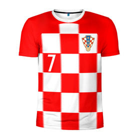 Мужская футболка 3D спортивная с принтом Хорватия Ракитич форма в Новосибирске, 100% полиэстер с улучшенными характеристиками | приталенный силуэт, круглая горловина, широкие плечи, сужается к линии бедра |  ракитич  | сборная хорватии | хорватия | чемпионат мира | чм