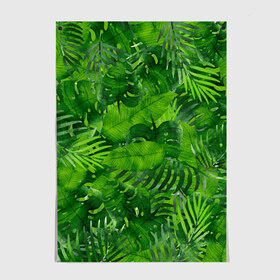 Постер с принтом Тропики в Новосибирске, 100% бумага
 | бумага, плотность 150 мг. Матовая, но за счет высокого коэффициента гладкости имеет небольшой блеск и дает на свету блики, но в отличии от глянцевой бумаги не покрыта лаком | джунгли | зелень | лес | листья | тропики