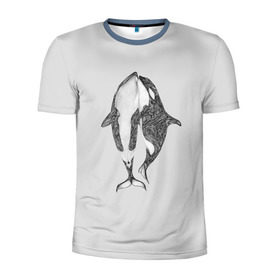 Мужская футболка 3D спортивная с принтом Киты в Новосибирске, 100% полиэстер с улучшенными характеристиками | приталенный силуэт, круглая горловина, широкие плечи, сужается к линии бедра | арт | касатка | касатки | кит | море | океан | рисунок | узор