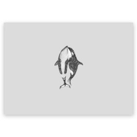 Поздравительная открытка с принтом Киты в Новосибирске, 100% бумага | плотность бумаги 280 г/м2, матовая, на обратной стороне линовка и место для марки
 | арт | касатка | касатки | кит | море | океан | рисунок | узор
