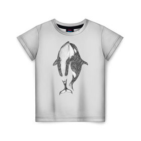 Детская футболка 3D с принтом Киты в Новосибирске, 100% гипоаллергенный полиэфир | прямой крой, круглый вырез горловины, длина до линии бедер, чуть спущенное плечо, ткань немного тянется | арт | касатка | касатки | кит | море | океан | рисунок | узор