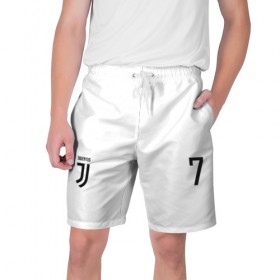 Мужские шорты 3D с принтом Ronaldo Juventus в Новосибирске,  полиэстер 100% | прямой крой, два кармана без застежек по бокам. Мягкая трикотажная резинка на поясе, внутри которой широкие завязки. Длина чуть выше колен | Тематика изображения на принте: 